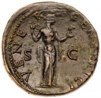 Sabina, wife of Hadrian. Ã Sestertius (25.76 g), Augusta, AD 128-136/7 - 2