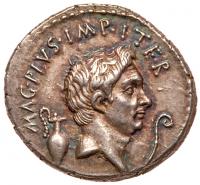 Sextus Pompey. Silver Denarius (3.95 g), 37/6 BC