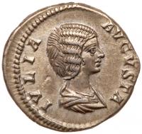 Julia Domna, with Geta, as Caesar. Silver Denarius (3.36 g), Augusta, AD 193-217