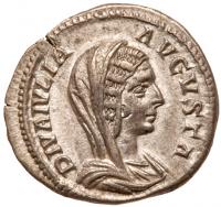 Diva Julia Domna, wife of Septimius Severus. Silver Denarius (2.75 g), died AD 217