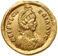 Pulcheria, sister of Theodosius II. Gold Solidus (4.47 g)