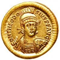 Theodosius II, 402-450 AD. Gold Solidus (4.49g)