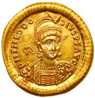 Theodosius II, 402-450 AD. Gold Solidus (4.48g)