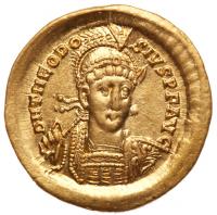 WITHDRAWN - Theodosius II, 402-450 AD. Gold Solidus (4.45g) Nearly Mint State