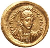 WITHDRAWN - Theodosius II, 402-450 AD. Gold Solidus (4.49g) Superb EF