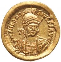 Theodosius II, 402-450 AD. Gold Solidus (4.46g)