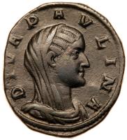 Diva Paulina. Ã Sestertius (18.69 g), died ca. AD 235 Choice VF