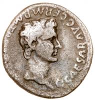 Gaius Caligula, with Divus Augustus. Silver Denarius (3.49 g), AD 37-41
