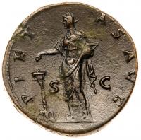Diva Faustina I. Ã Sestertius (25.29 g), died AD 140/1 - 2