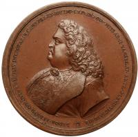 Medal. Bronze. 59 mm. Unsigned (by J.C. Hedlinger). In Honor of Count Feodor Alexeevich Golovin, 1698.