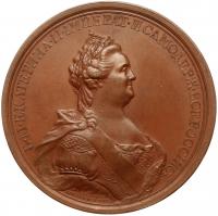 Medal. Bronze. 66 mm. By T. Ivanov. On the Annexation of the Crimea and Taman to Russia, 1783.
