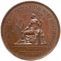 Medal. Bronze. 34.7 mm. By T. Wyon. On the Visit of Grand Duchess Catherine Pavlovna to England, 1814. - 2