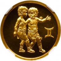 50 Roubles â Â¼ Ounce 2004. GOLD (0.999). 7.89 gm. Zodiac series. Gemini. - 2