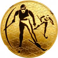 200 Roubles 2010. GOLD (0.999). 31.37 gm. Winter Sports series. Cross-country skiing. - 2