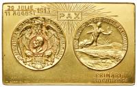 Carol I, as King (1881-1914). Gold Plaque. Peace Treaty of Bucharest, 1913.