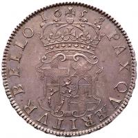 Oliver Cromwell (d.1658), silver Crown, 1658, 8 in date struck over 7. NGC MS61. - 2