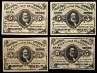 Fractional Third Issue Quartet of Five Cent Notes.