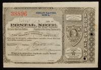 Cedar Rapids, IA - Five Cents Postal Note. Jan. 12, 1894