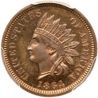 1864 Indian Head 1C. Bronze PCGS PF65 RB