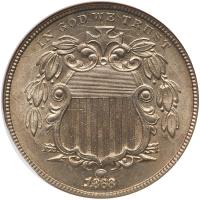 1868 Shield 5C NGC MS64