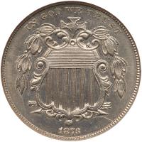 1873 Shield 5C. Closed 3 NGC MS63