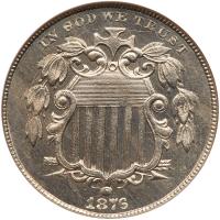 1876 Shield 5C NGC MS64