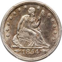 1854-O Liberty Seated 25C. Arrows, Huge O PCGS AU55