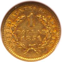 1851 $1 Gold Liberty ANACS EF40 Details - 2