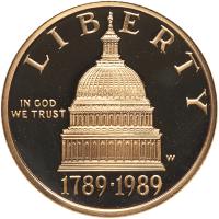 1989-W Congress Bicentennial $5 Gold Gem Proof