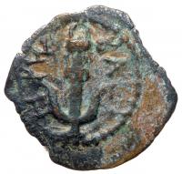 Herod I The Great. 40-4 BCE. AE Prutah (14 mm; 2.01 g) Choice VF