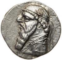 Parthian Kingdom. Mithradates II. Silver Drachm (4.22 g), 121-91 BC Superb EF