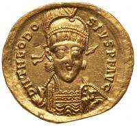 Theodosius II, AD 402-450. Gold Solidus (4.44 g.) Lustrous Almost Unc