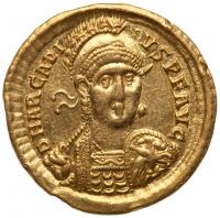 Theodosius II, AD 402-450. Gold Solidus (4.46 g.) Lustrous Almost Unc