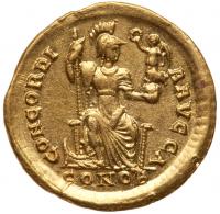 Theodosius II, AD 402-450. Gold Solidus (4.46 g.) Lustrous Almost Unc - 2