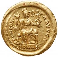 Theodosius II. Gold Solidus (4.38 g), AD 402-450 EF - 2