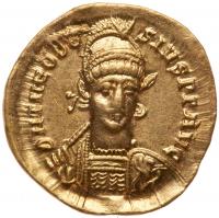 Theodosius II. Gold Solidus (4.36 g), AD 402-450 EF