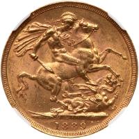 Great Britain. Sovereign, 1889 NGC MS61 - 2