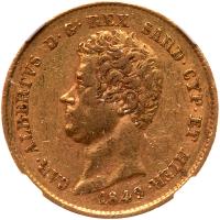 Italian States: Sardinia. 20 Lire, 1849-P NGC AU55