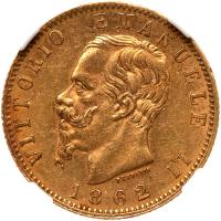 Italy. 20 Lire, 1862 T BN NGC AU58