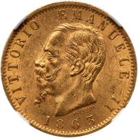 Italy. 20 Lire, 1863 T BN NGC MS61