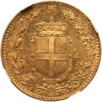 Italy. 20 Lire, 1882-R NGC MS62 PL - 2