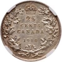 Canada. 25 Cents, 1910 NGC MS63 - 2