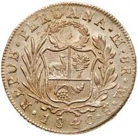 Peru. 8 Reales, 1840 MB (Lima) About Unc - 2