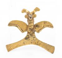 Pre-Columbian Eagle Pendant: Low Karat Gold (~10K) ca. 11th-16th Century A.D., Costa Rica