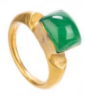 Roman 4th-5th Century AD 14K Yellow Gold Ring with Emerald Cabochon.