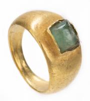 High Karat Yellow Gold Children's Ring Centered with Emerald, 2nd. Century A.D.