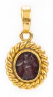 Beautiful 19th Century Pendant in 22K Yellow Gold with an Exceptional Garnet Intaglio of Athena.