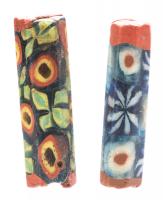 Two Roman/Egyptian Octagonal Glass Cylinder Mosaic Beads 3rd-2nd Century B.C.