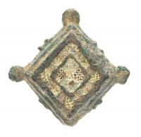 Roman Bronze Brooch with Inlaid Mosaic Glass for Striking Accent 1st Century B.C. to 1st Century A.D.