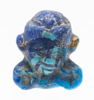 Roman/Egyptian Glass Head of the Deity Bes in Two Different Colors of Blue